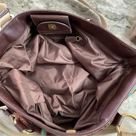 Tommy Hilfiger Tapestry Floral Embroidered Purse Leather Boho Shoulder Bag - Picture 7 of 9